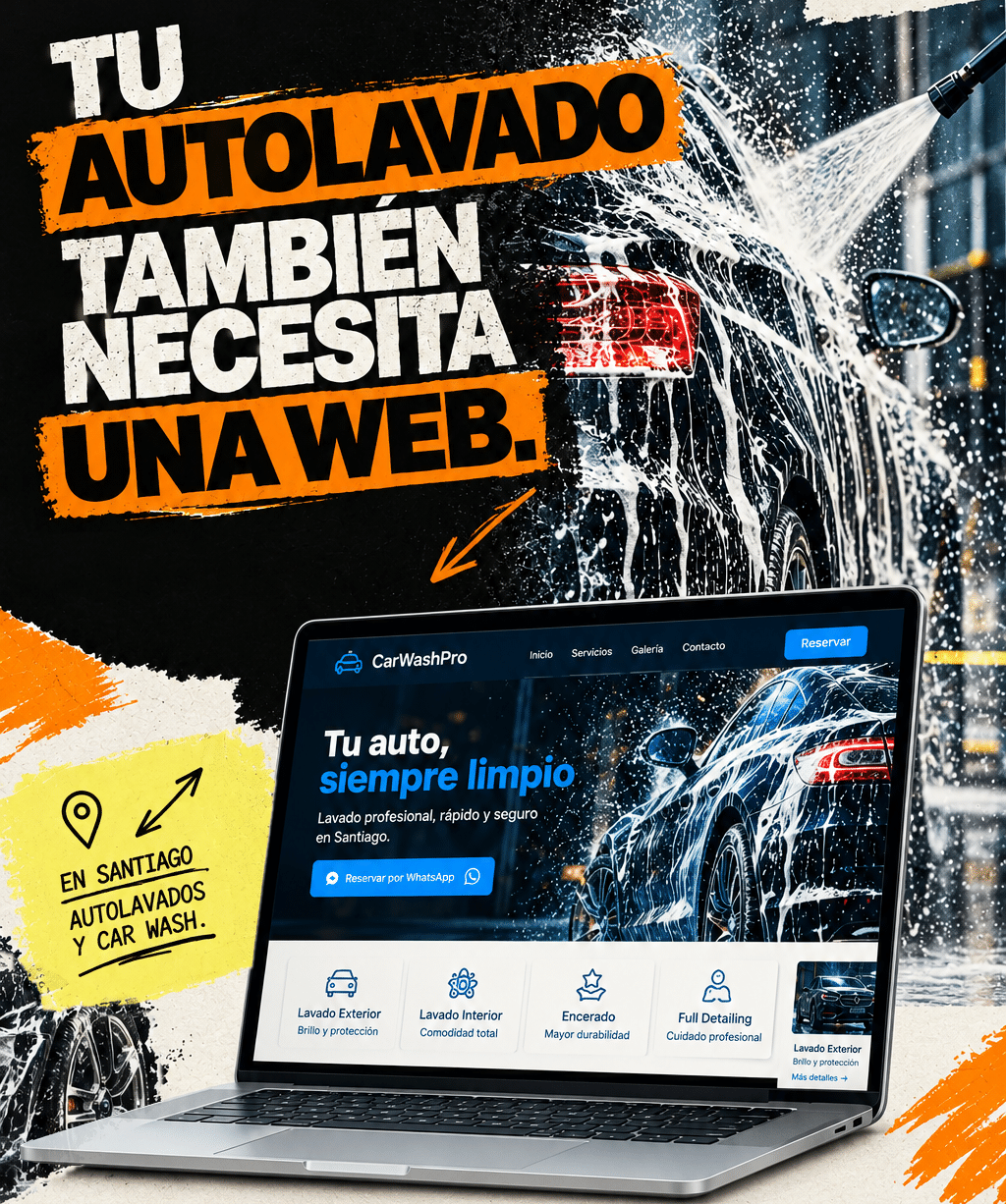 Laptop en un car wash