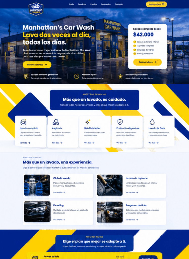 Servicio de diseño de páginas web para autolavados 12 carwash eeuu